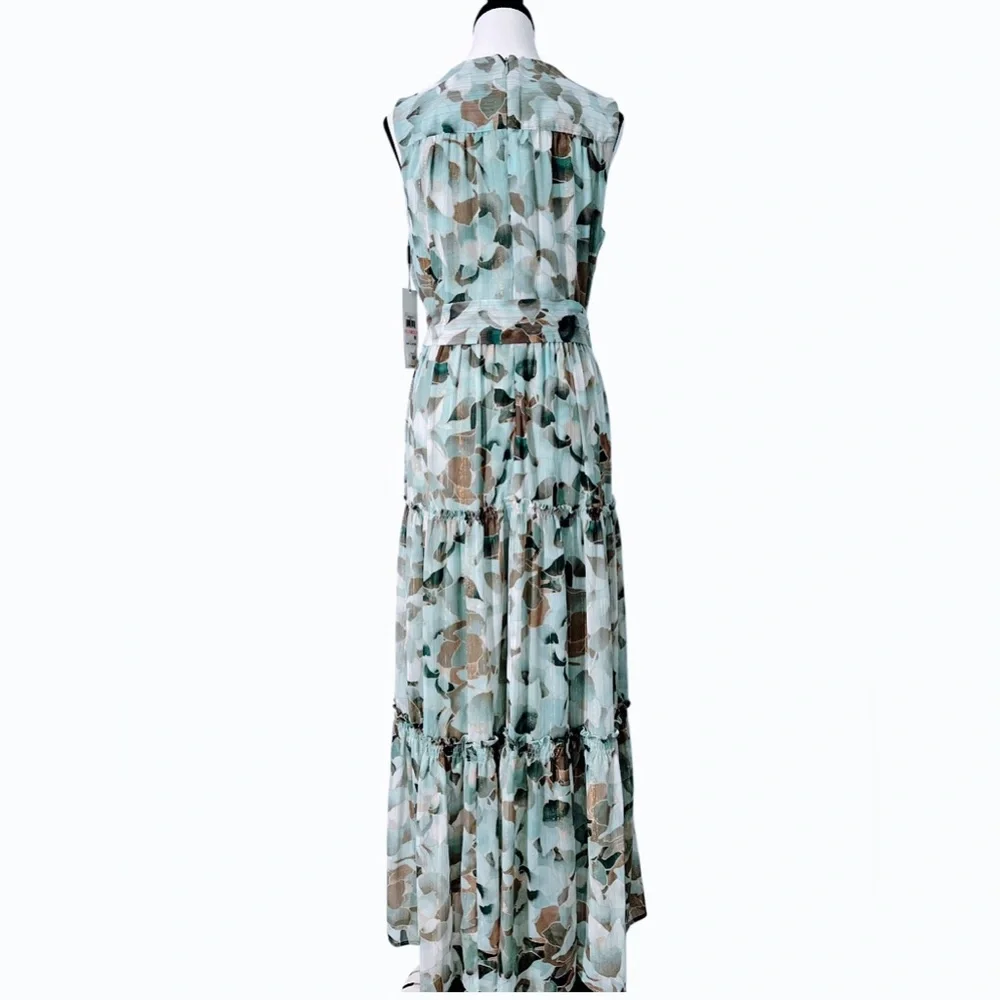 Calvin Klein Green Floral Tiered Maxi Dress | NWT | Size 10 - Picture 3 of 10